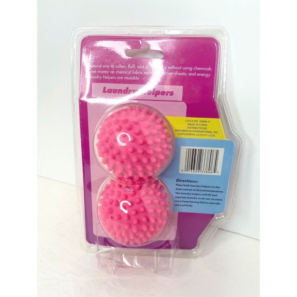 2 X Pink Dryer Balls Lifts & Separate Laundry Wrinkle Reducing Quicker Drying - Picture 2 of 3
